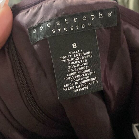 Apostrophe Stretch Tonal Stripe Pleated Hem Skirt Eggplant purple nWT - Picture 7 of 10